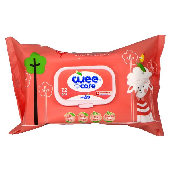 دستمال مرطوب کودک ۷۲ برگی حاوی روغن بادام wee