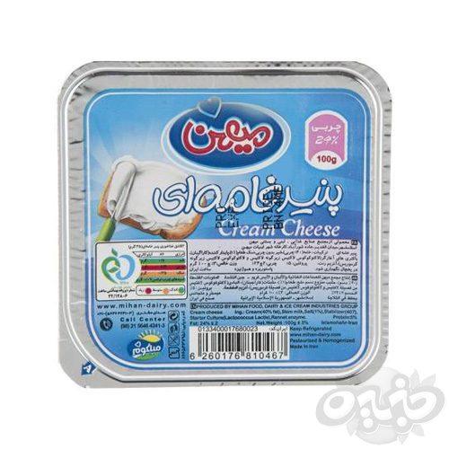 میهن پنیر خامه ای پاستوریزه 100 گرمی چهارگوش