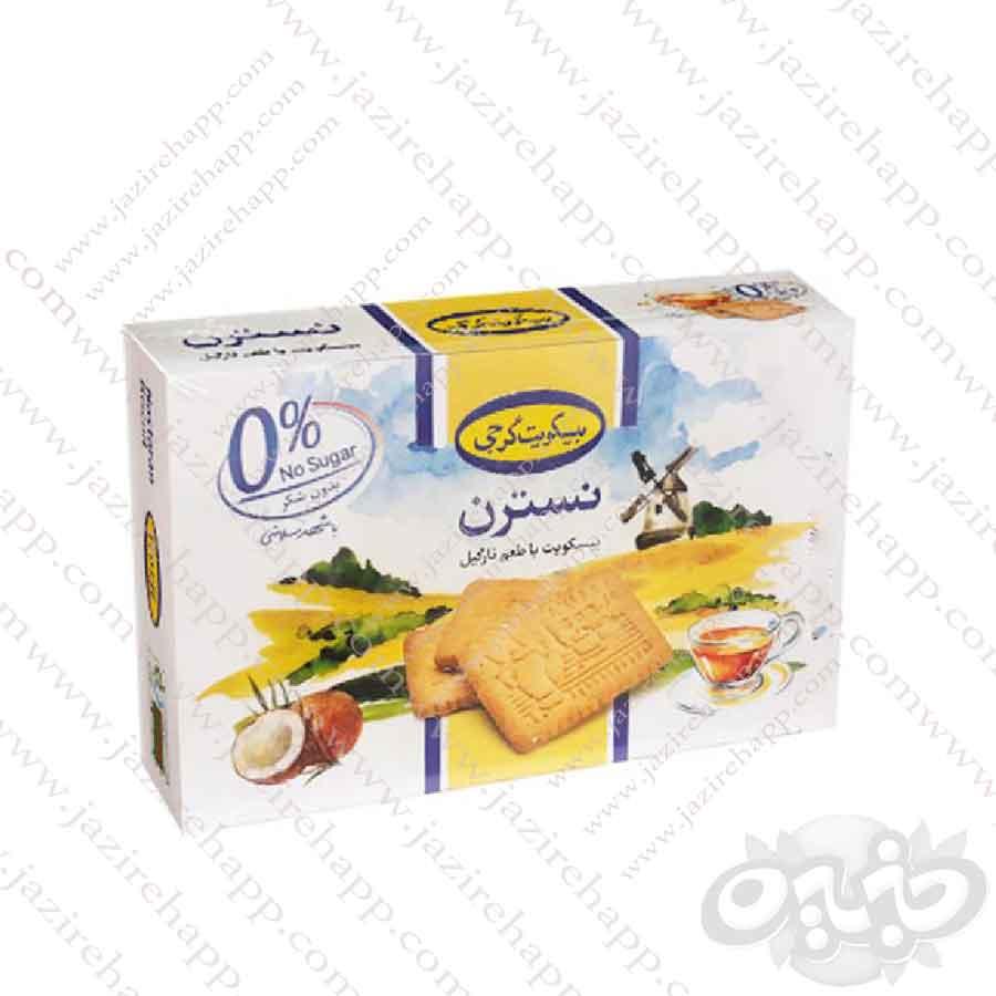 گرجی بیسکویت نسترن با طعم نارگیل بدون شکر ۳۵۰ گرمی